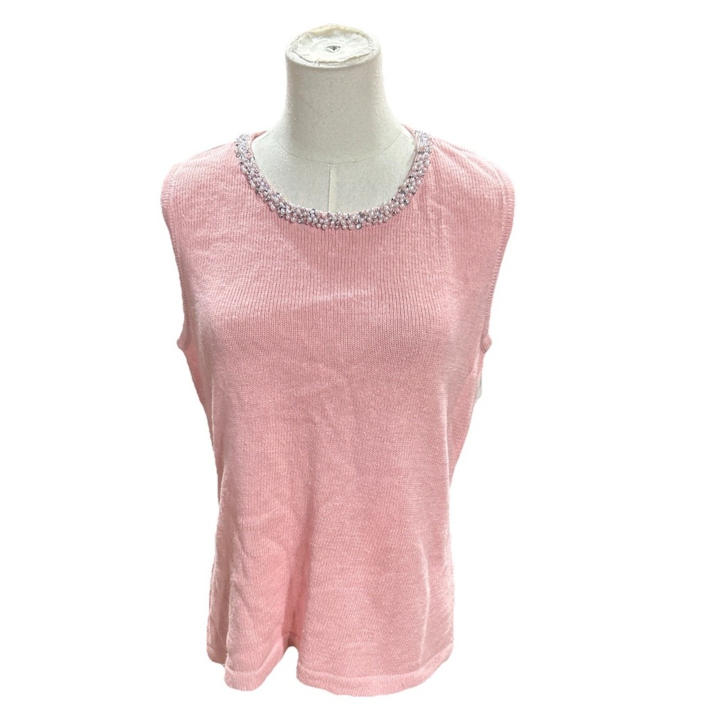 Storybook Knits Womens Sweater Vest  Medium Pink Silver